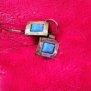 Elegant STERLING SILVER and BLUE OPAL Earrings